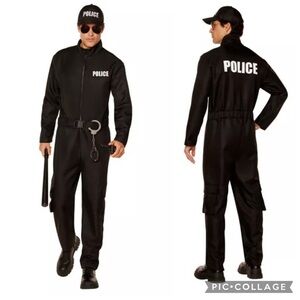 Spirit Halloween Black Police Costume Jumpsuit size Xl